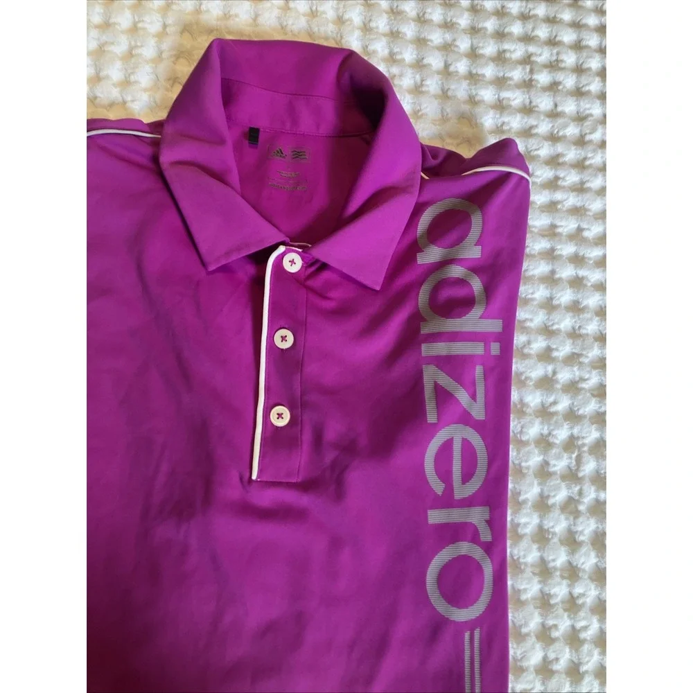 ADIDAS Golf Polo Men's SS Large Bright Purple‎ ADIZERO Grey Trim 100% Polyester